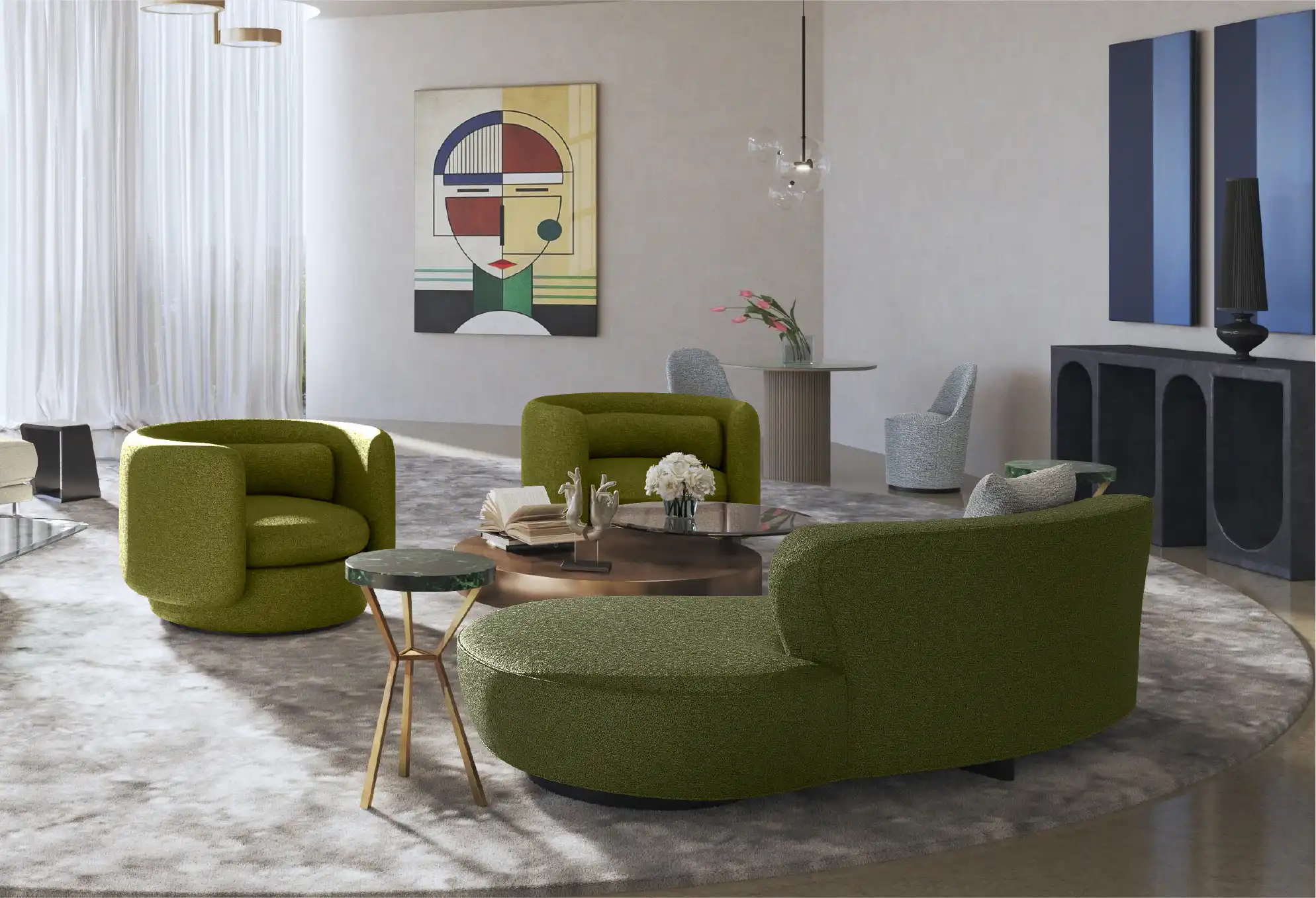 Tweed upholstered furniture in a living room