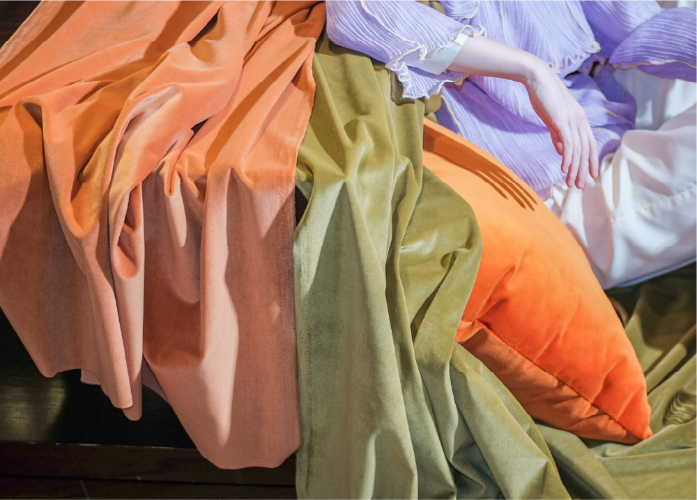 Velvet cushions in colour